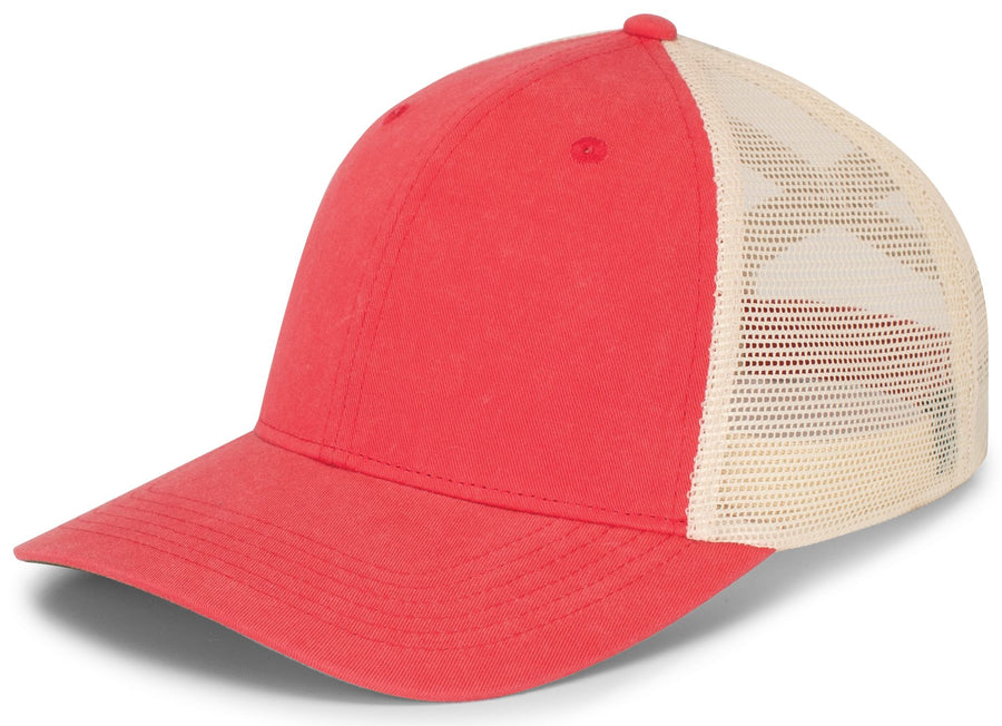 Pacific Headwear P130 Ladies Ponytail Cap in CORAL/BEIGE/CORAL